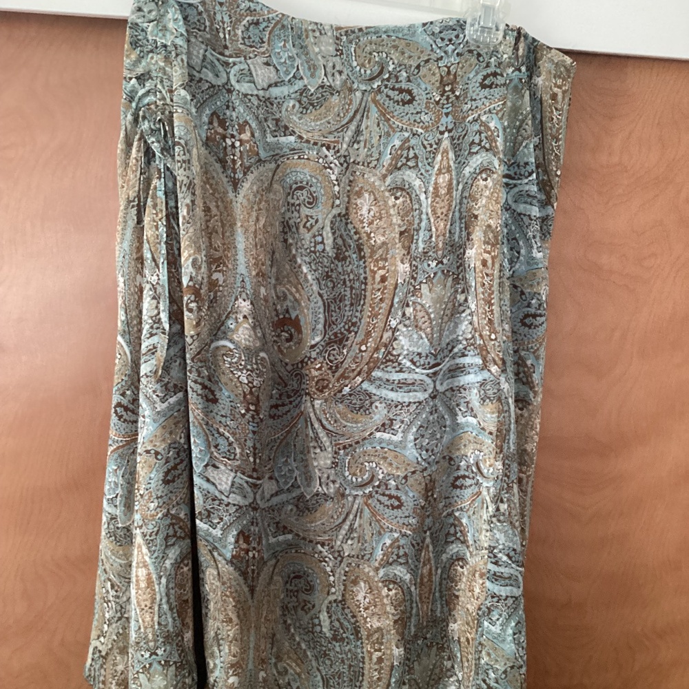 Emma James Woman’s Floral Paisley Skirt 12.Asymmetrical Flowing Brown & Blue VTG